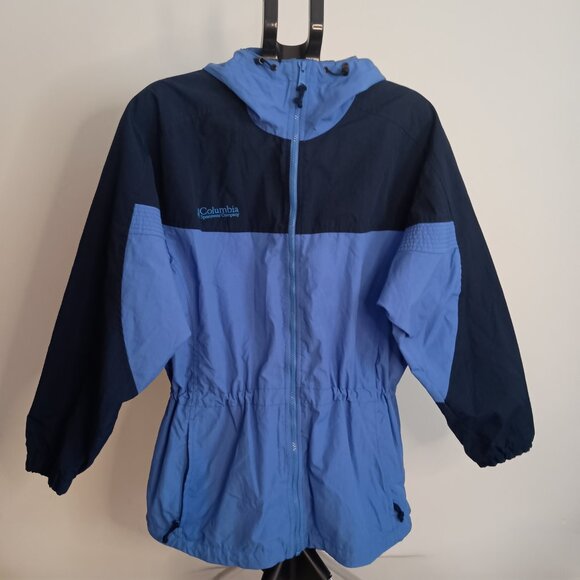 Columbia Two-Tone Blue Hooded Windbreaker Jacket M - Medium - Picture 16 of 16